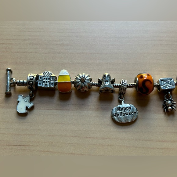 Vintage Willabee & Ward October Halloween Bracelet Pumpkins Ghosts Cat - Picture 6 of 10